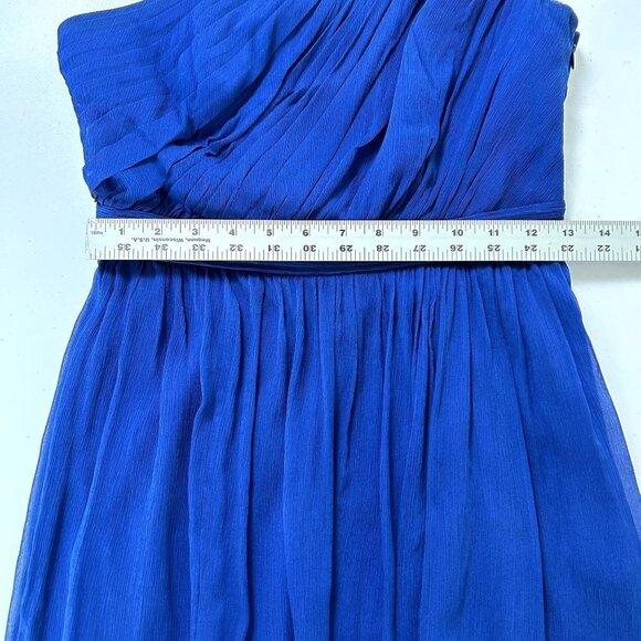 J Crew Kylie Dress Womens Size 2 Royal Blue Silk Chiffon Side Zip Prom Wedding - Picture 12 of 14